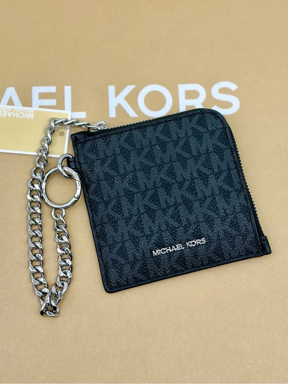 Michael Kors Jet Set Travel Signature Logo Chain Wallet Card Holder